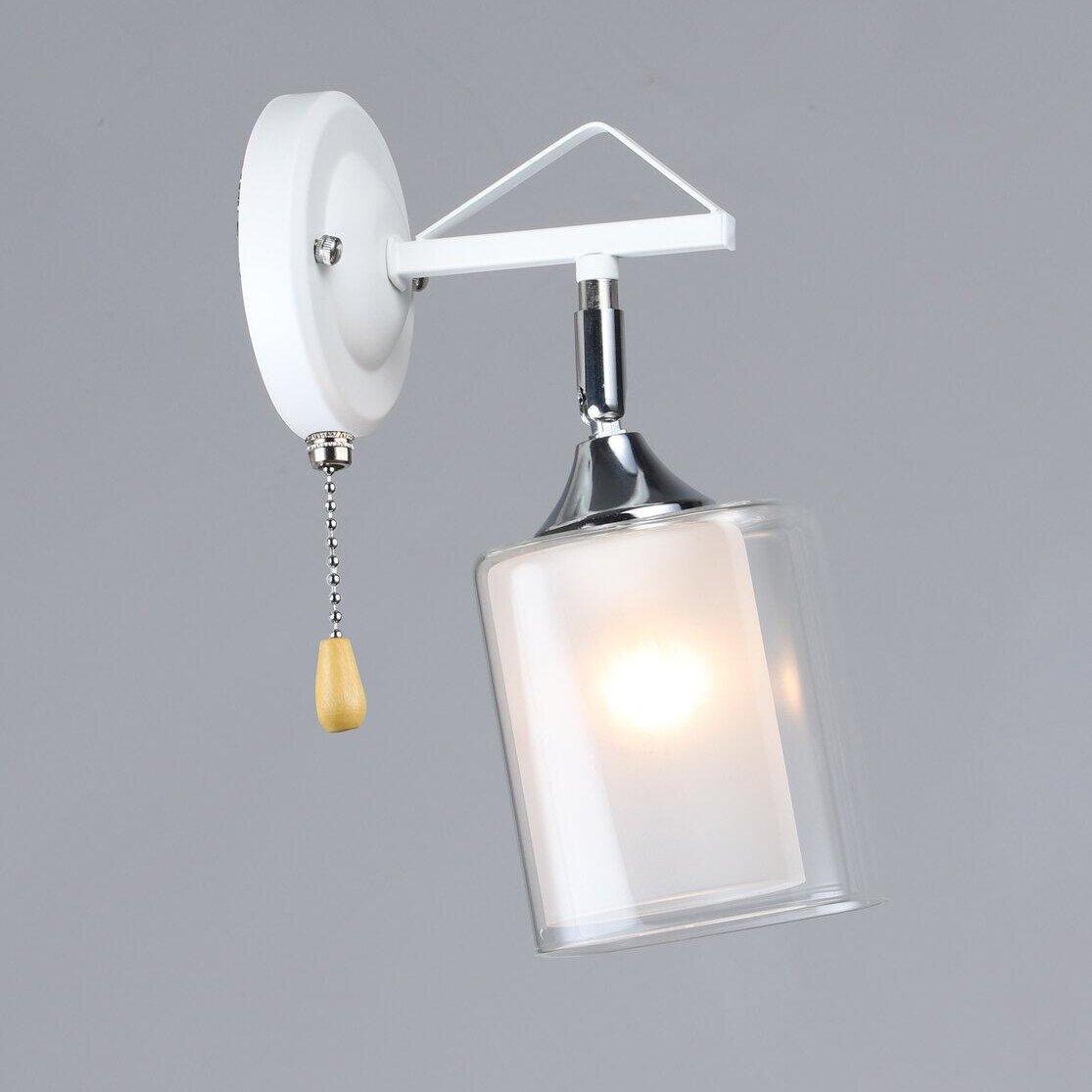 Бра Valeso с выключателем под лампу Е27 Белый/Хром (B N6652/1W WT+CR)