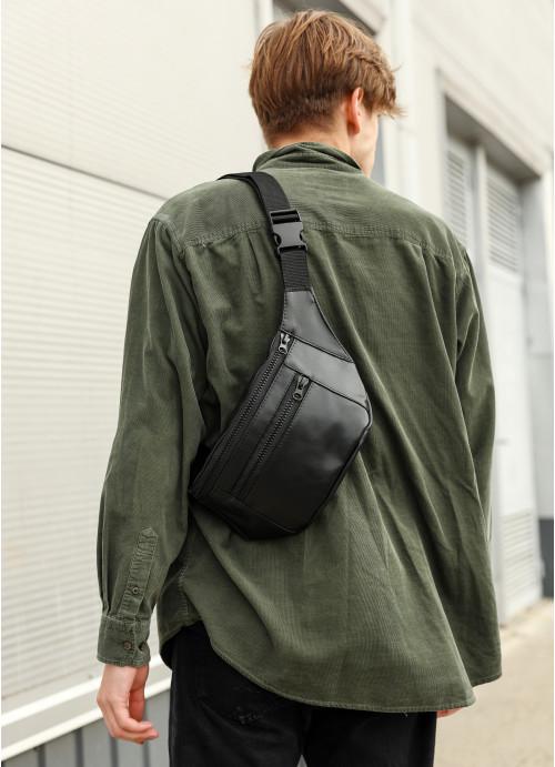 Поясна сумка чоловіча Sambag з натуральної шкіри Чорний (916038617)