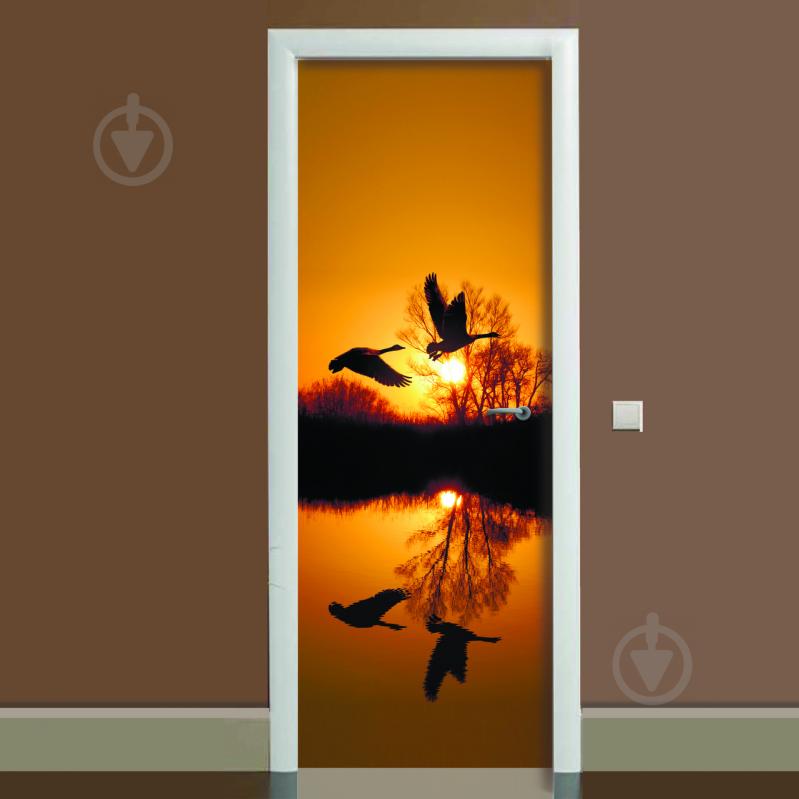 Наклейка на дверь Zatarga Журавли 650х2000 мм Оранжевый (Z180058 dv)