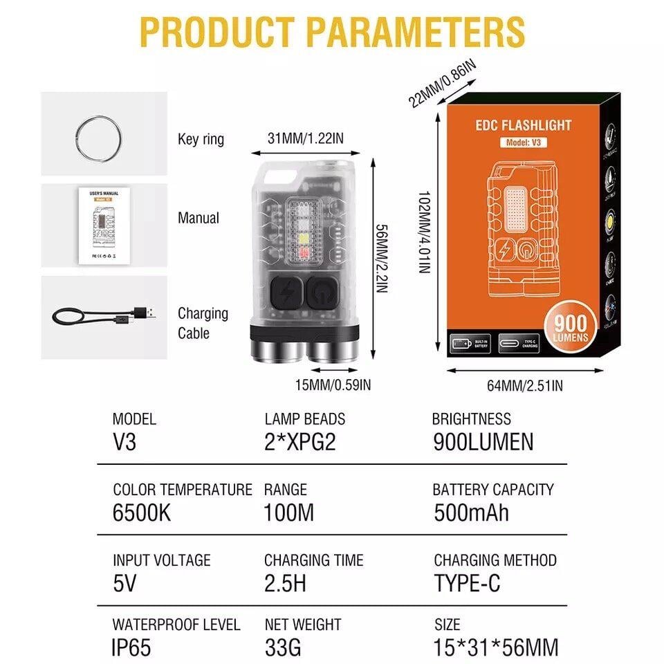 Фонарь аккумуляторный Boruit V3 Type-C (XPG2) - фото 16