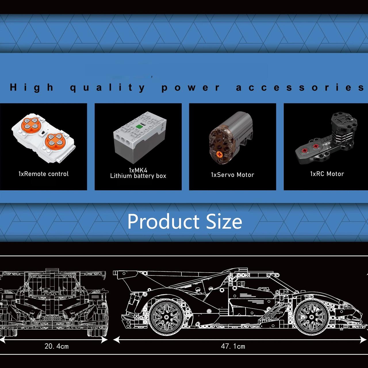 Конструктор Спортивный автомобиль на дистанционном управлениии 1669 деталей Синий (2402604450) - фото 4
