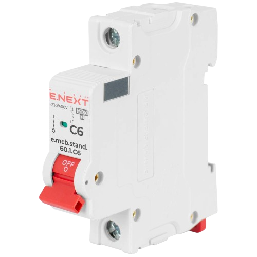 Модульный автоматический выключатель ENEXT e.mcb.stand.60.1.C6 6 А характеристика C ток короткого замыкания 6 кА 1-полюсный (s0610003)