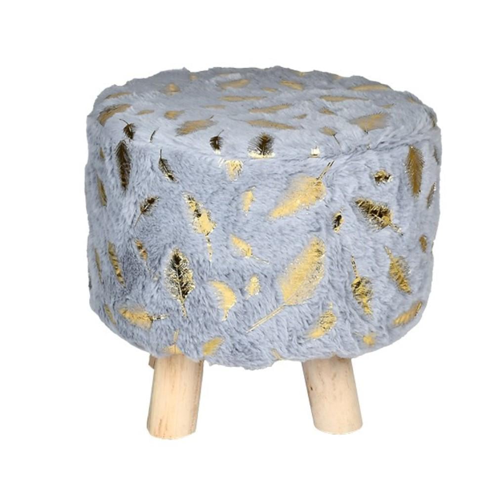 Пуф Stenson Plush фланелевый с деревянной крышкой 28x30 см Серый (627715)