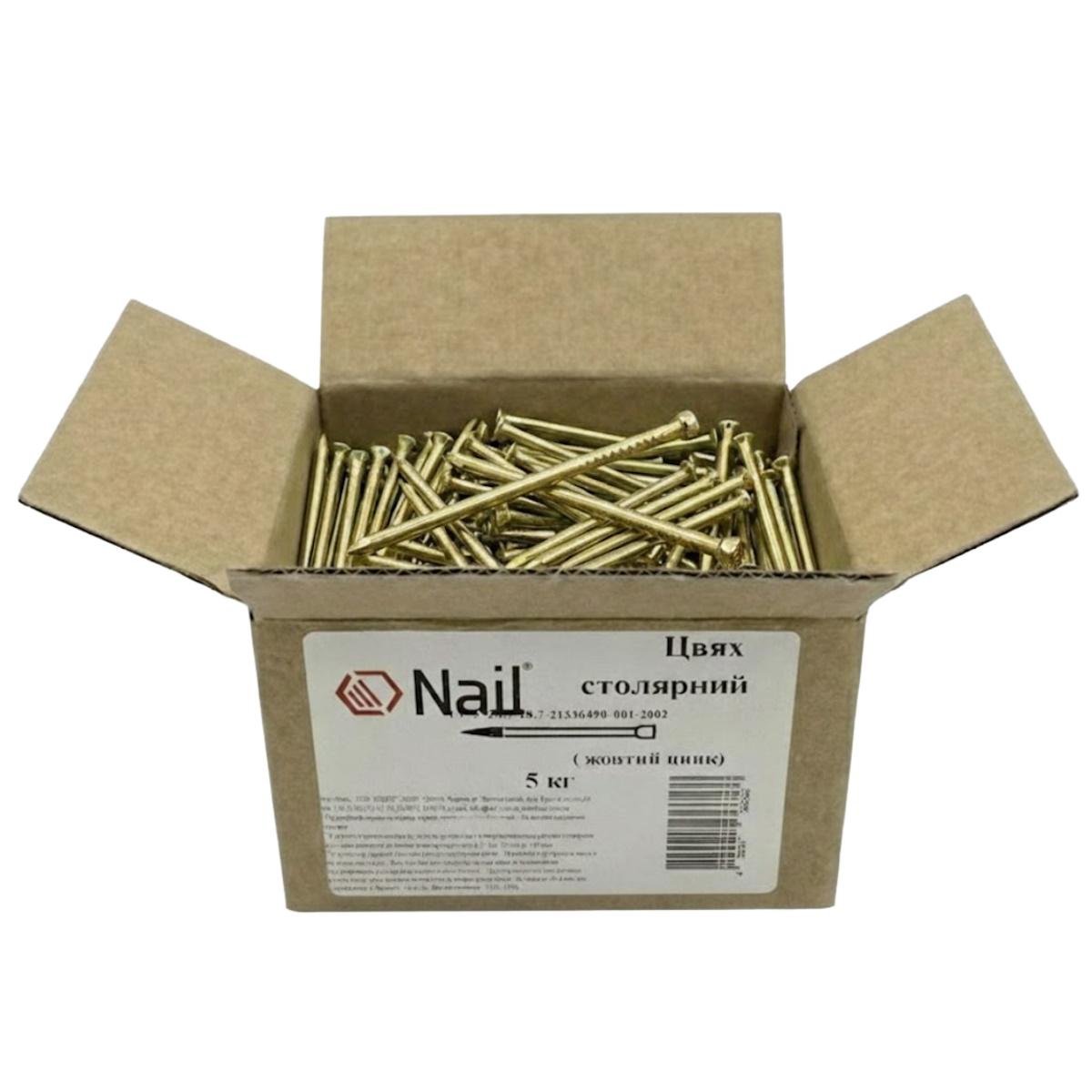 Цвяхи столярні Nail 1,6х40DIN 1152 цинк жовтий нефас 5 кг (405302)