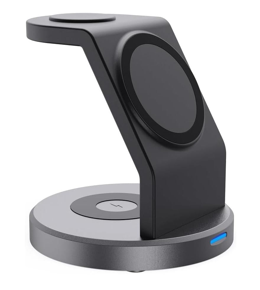 Зарядное устройство док-станция СТЕНД 3в1 W11AP-23W магнитное для телефона часов и наушников Черный