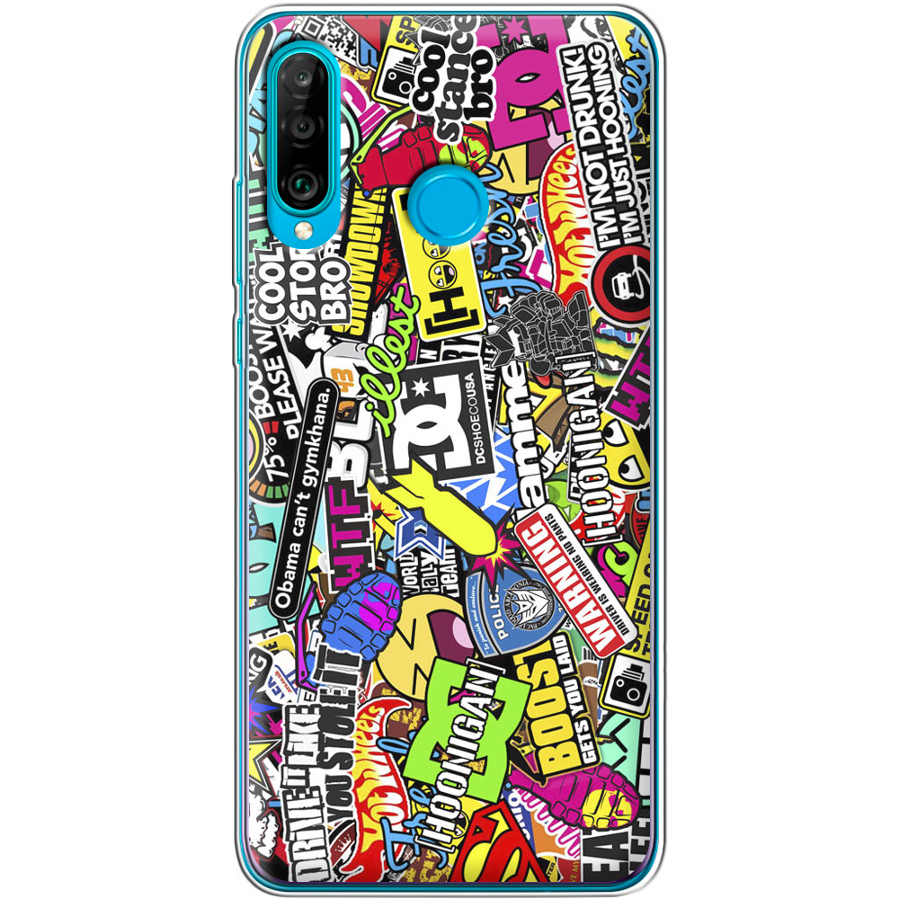 Чехол Boxface Huawei P30 Lite Multicolored Inscriptions Прозрачный силикон (36871-up880-36871)