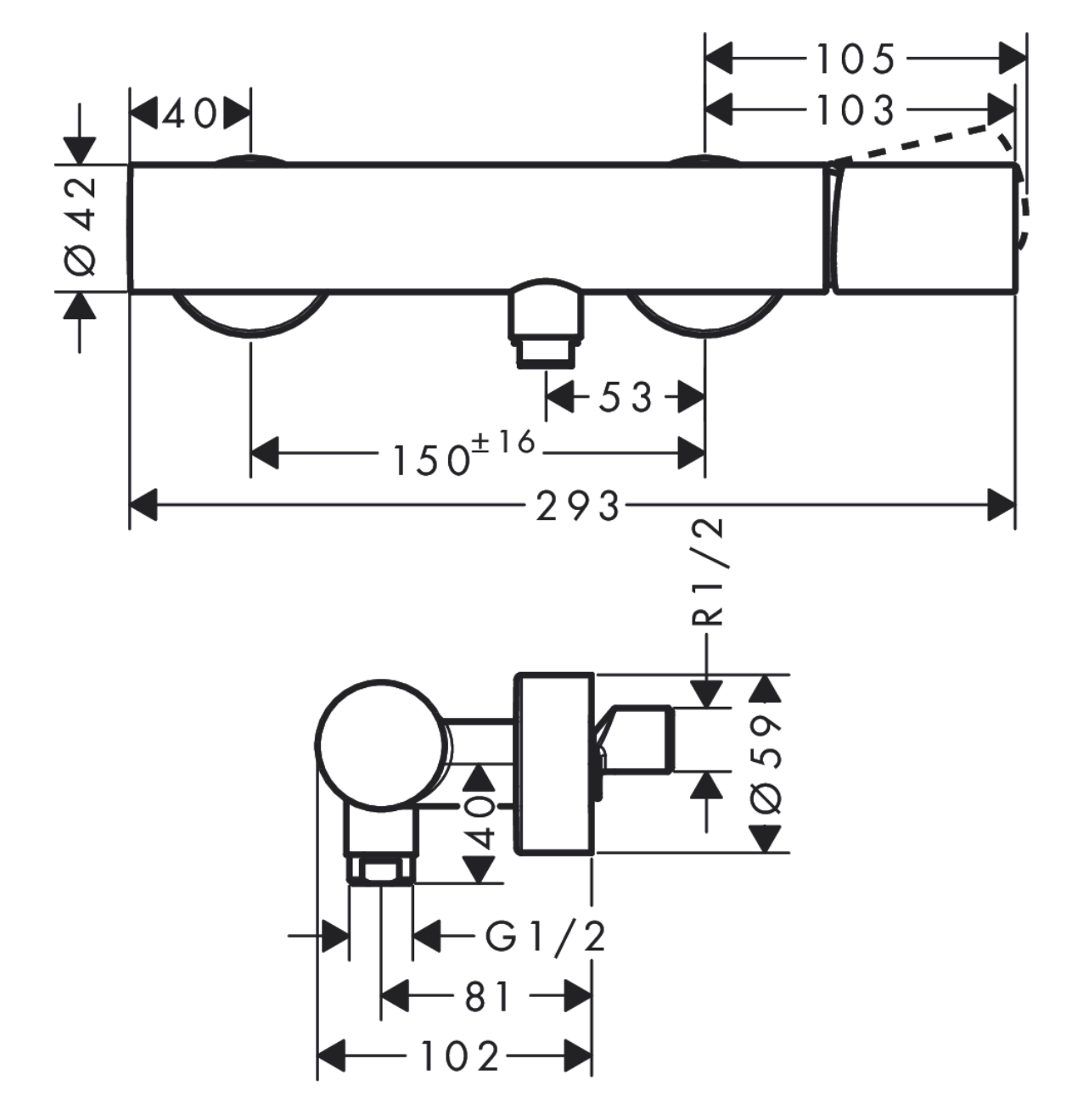 Смеситель для душа Axor Uno Хром (45600000) - фото 2 Смеситель для душа Axor Uno Хром (45600000) - фото 2