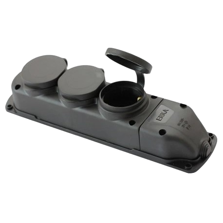 Колодка із заземленням ERKA 6003 3 розетки каучук із заглушками Чорний (29596495)