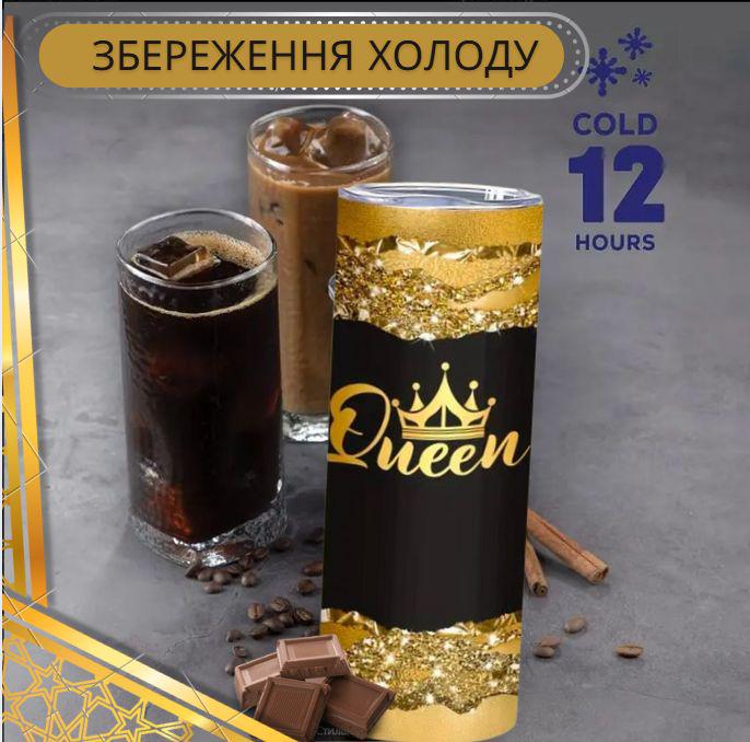 Термочашка з нержавіючої сталі Queen з 3D-малюнком трубочкою та герметичною кришкою 600 мл Чорний/Сріблястий (2664272609) - фото 5 Термочашка з нержавіючої сталі Queen з 3D-малюнком трубочкою та герметичною кришкою 600 мл Чорний/Сріблястий (2664272609) - фото 5