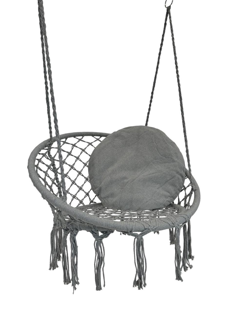 Кресло-качели подвесные WCG плетеная круглая с мягкой подушкой 80 см Графитовый (2687338505) - фото 2 Кресло-качели подвесные WCG плетеная круглая с мягкой подушкой 80 см Графитовый (2687338505) - фото 2