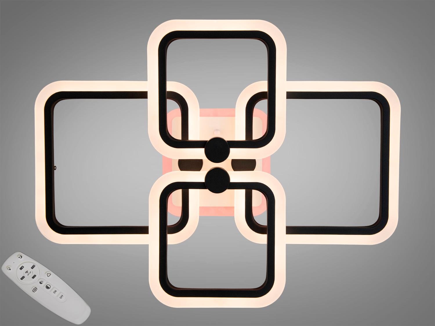 Люстра светодиодная с пультом/диммером/подсветкой 76W Черный (8208/4BK 3col dim)