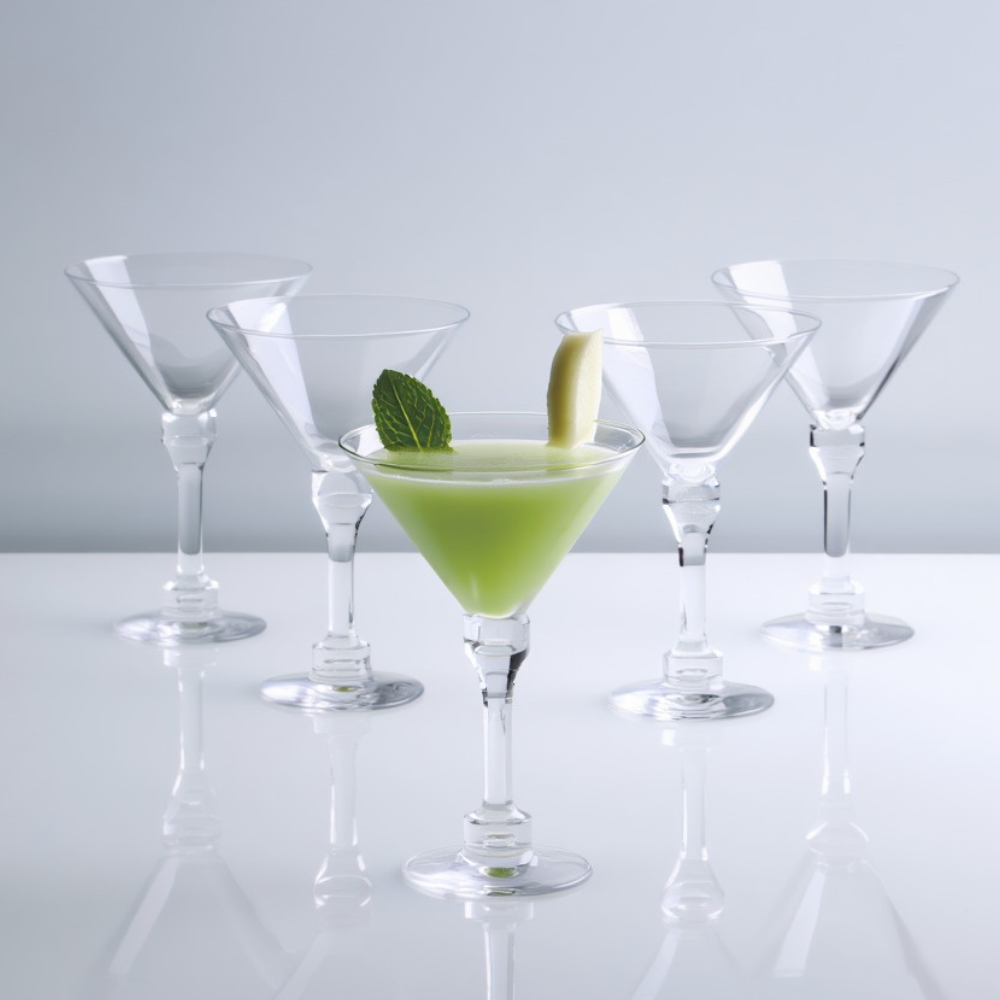 Набор бокалов для мартини пластиковые многоразовые для коктейлей со съемной ножкой 135 мл 10 шт. Прозрачный