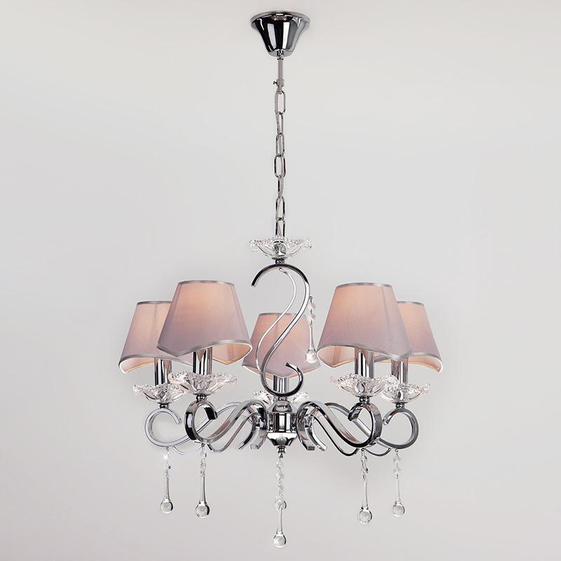 Люстра підвісна з абажуром Light House S-18118/5 580х580х520 мм Хром