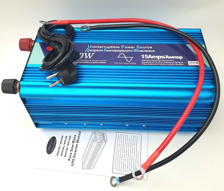 Инвертор преобразователь напряжения Wimpex WX-2600 автомобильный с зарядным UPS 2600W 12/220V чистая синусоида - фото 1