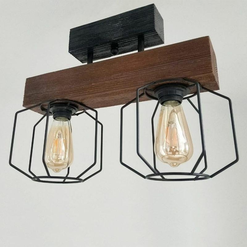 Люстра стельова Light House SRS-16174/2 дерев'яна на дві лампи Горіх/Венге