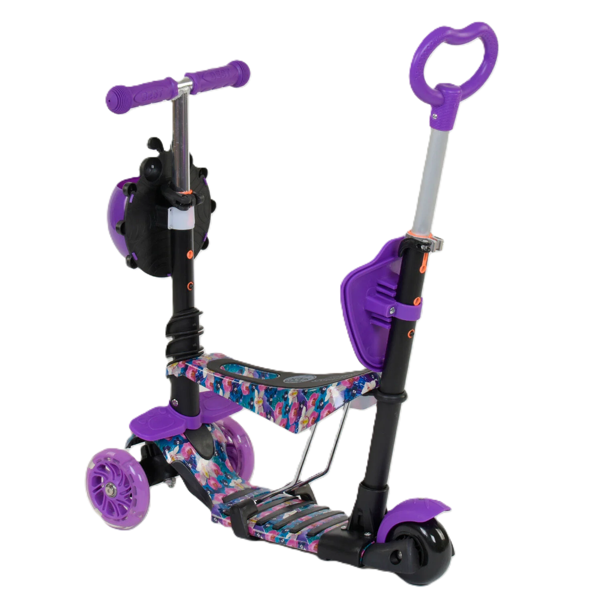 Самокат трехколесный Best Scooter 19870 5в1 PU колеса с подсветкой Фиолетовый (25294349) - фото 5 Самокат трехколесный Best Scooter 19870 5в1 PU колеса с подсветкой Фиолетовый (25294349) - фото 5