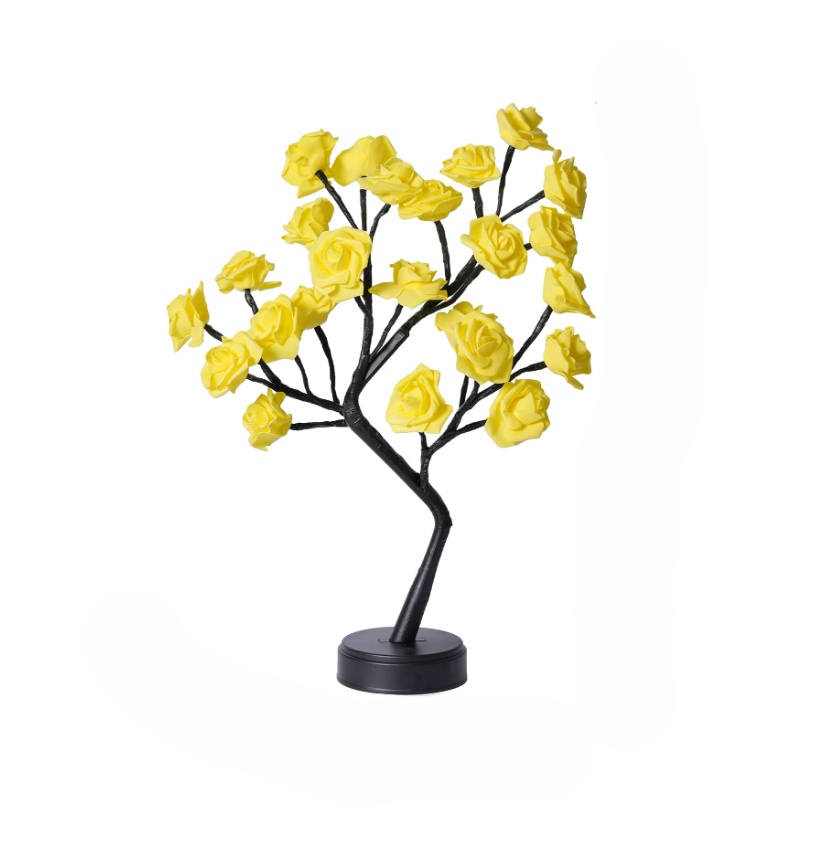 Ночник Дерево с розами 24 LED желтый (234574718_383)