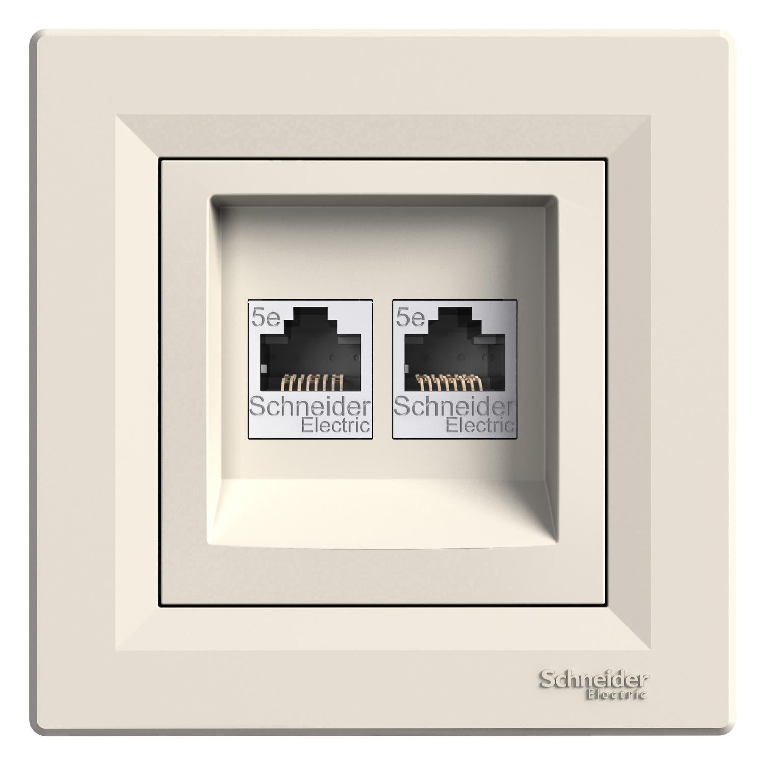 Розетка компьютерная Schneider Electric Asfora RJ45 кат. 5Е UTP двойная Кремовой (EPH4400123)