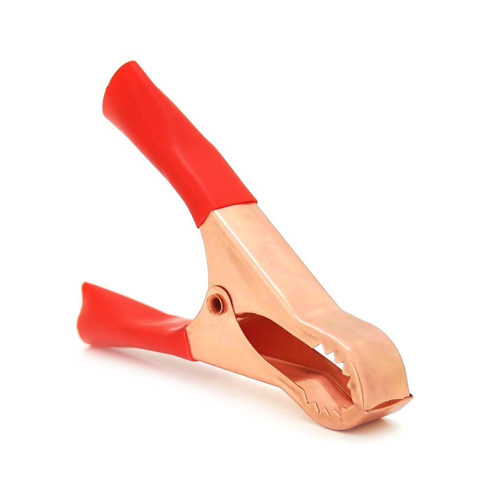 Затискач акумуляторний крокодил 50А еластичний гумовий кожух 75 мм Червоний (YUT_V7039)