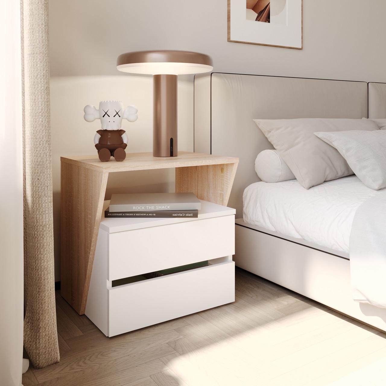 Тумба приліжкова Компаніт ПКТ-13 Дуб сонома/Білий (26658571)