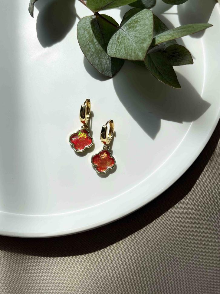 Сережки з підвіскою конюшина Помаранчевий (5402) Сережки з підвіскою конюшина Помаранчевий (5402)