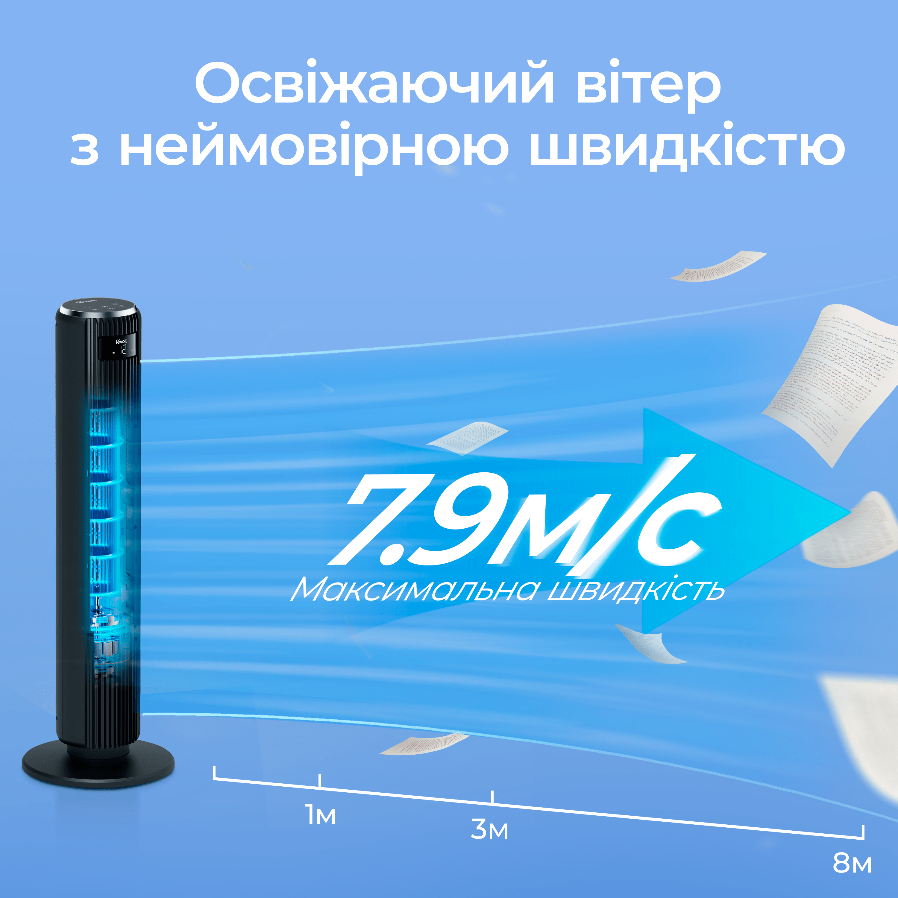 Вентилятор баштовий Levoit 107,6 см 12 швидкостей 4 режими роботи Чорний - фото 6 Вентилятор баштовий Levoit 107,6 см 12 швидкостей 4 режими роботи Чорний - фото 6