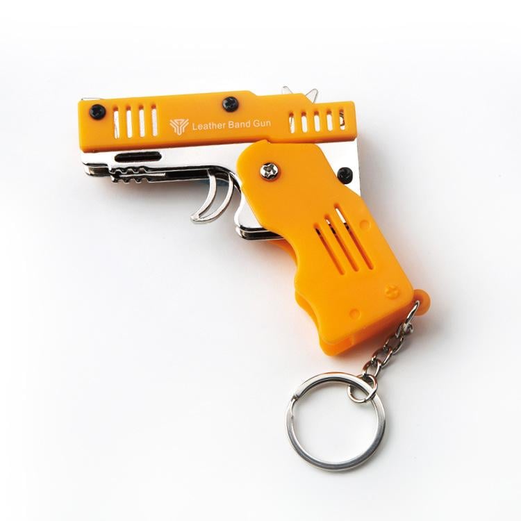 Пистолет-брелок складной стреляет резинками Оранжевый (0161)