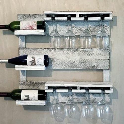 Полка для вина настенная из дерева Кавазо Шебби (ПНК-024521)