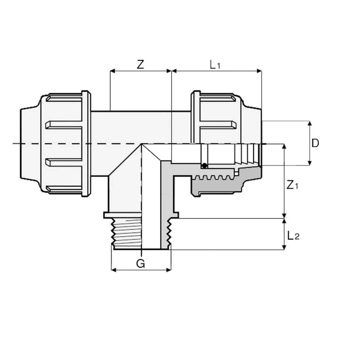 Тройник с наружной резьбой ASTORE 25х1"x25 - фото 2