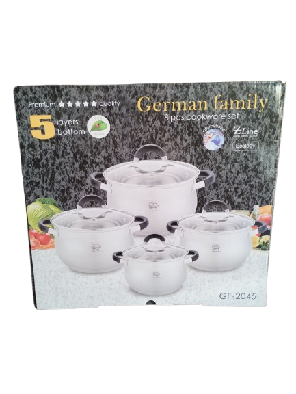 Набір каструль з кришками German Family GF-2045 нержавіюча сталь 8 пр. (GF-2045) - фото 3 Набір каструль з кришками German Family GF-2045 нержавіюча сталь 8 пр. (GF-2045) - фото 3