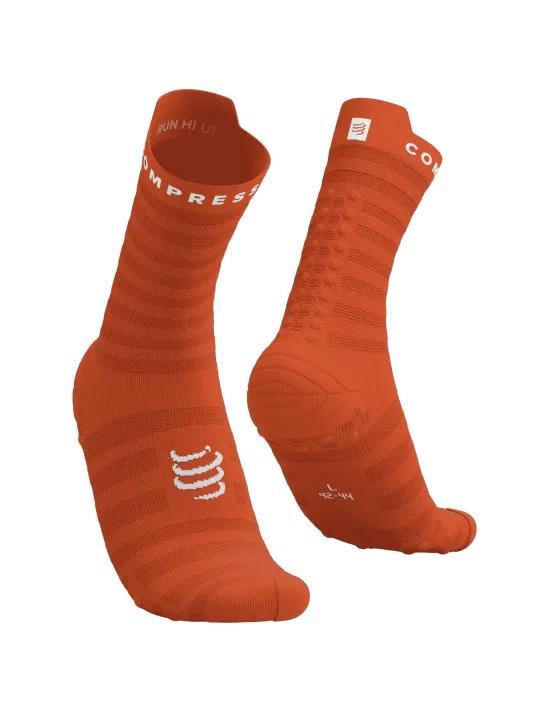 Носки Compressport Pro Racing Socks V4.0 Ultralight Run High T2 Fire/White - фото 2