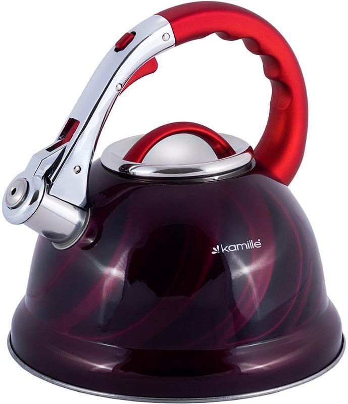 Чайник Kamille Marshmallow со свистком нержавеющая сталь 3 л Красный