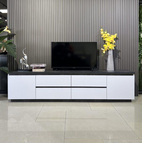 Тумба под телевизор STEVE Белый/Темный бетон (ART2120)