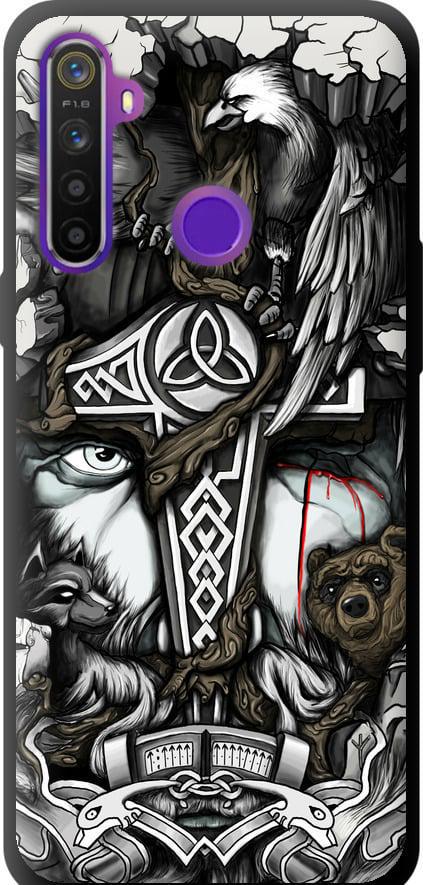 Чехол на Realme 5 Тату Викинг (4098b-1862-42517) Чехол на Realme 5 Тату Викинг (4098b-1862-42517)