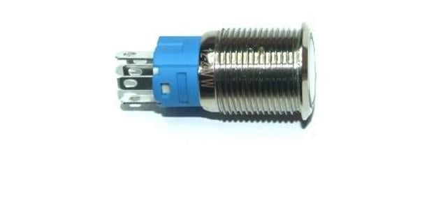 Кнопка фіксована 12-24В Білий LED 5pin 16K-P11DZ 16 мм
