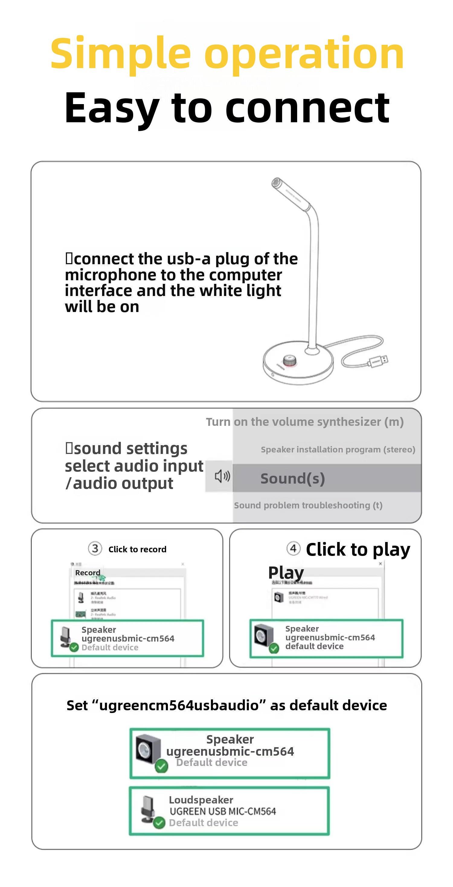 Мікрофон настільний Ugreen 96 360° 3.5 мм Чорний (55344) - фото 8