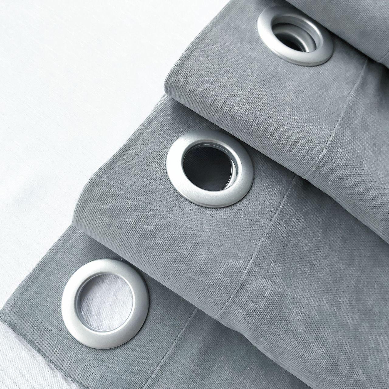 Шторы на серых люверсах с подхватами микровелюр 150x250 см 2 шт. Серо-голубой (5801525-МТ22/150-GR) - фото 4 Шторы на серых люверсах с подхватами микровелюр 150x250 см 2 шт. Серо-голубой (5801525-МТ22/150-GR) - фото 4