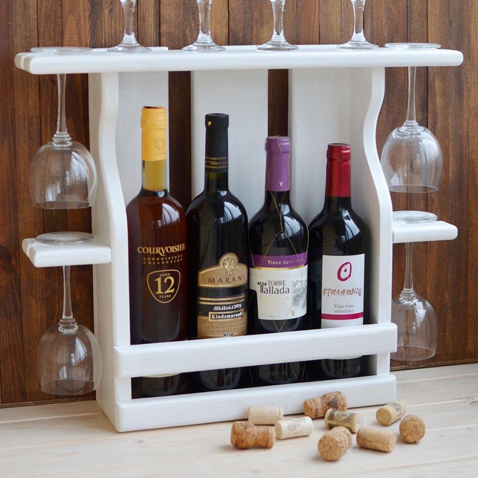 Полка для вина настенная из дерева Накагута 4 Зефир (ПНК-408820)