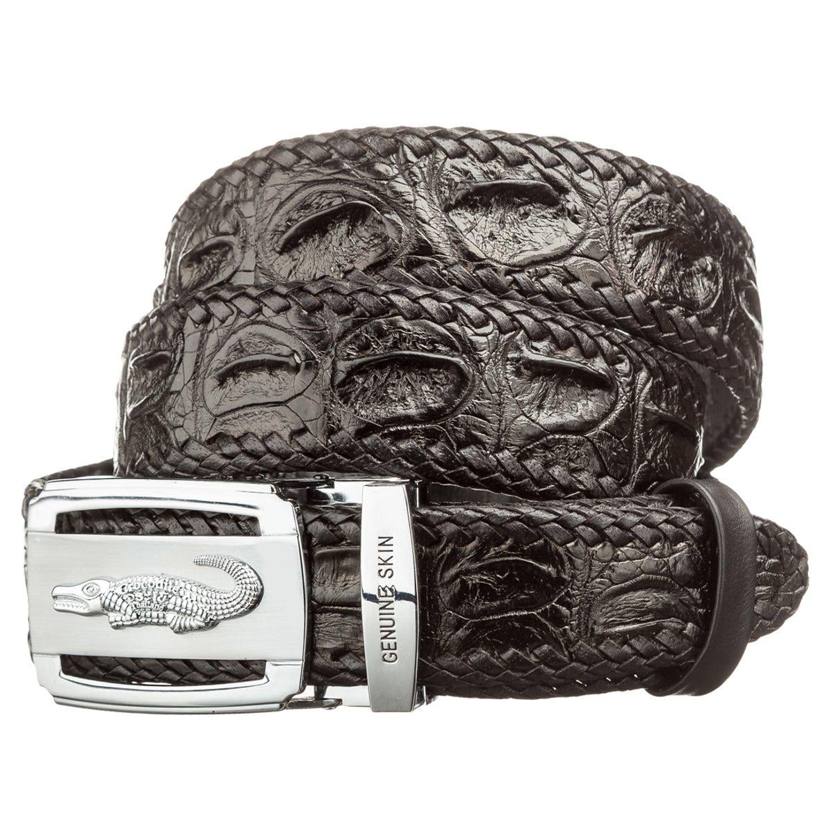Ремень автоматический Crocodile leather 18604 из натуральной кожи крокодила Черный Ремень автоматический Crocodile leather 18604 из натуральной кожи крокодила Черный