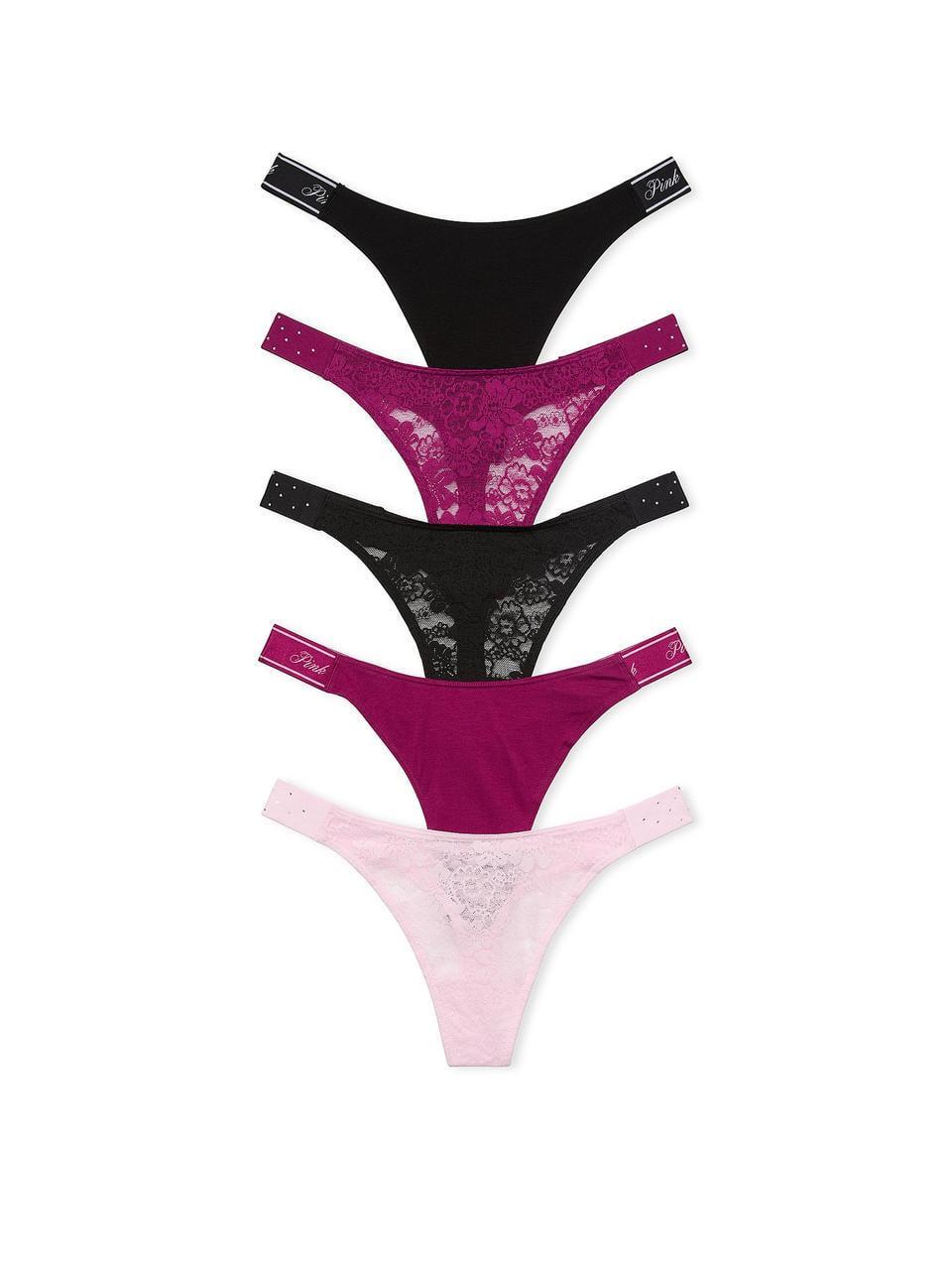 Набор трусиков стринги Victoria's Secret LACE-UP LOGO XL Разноцветный (154000516297)