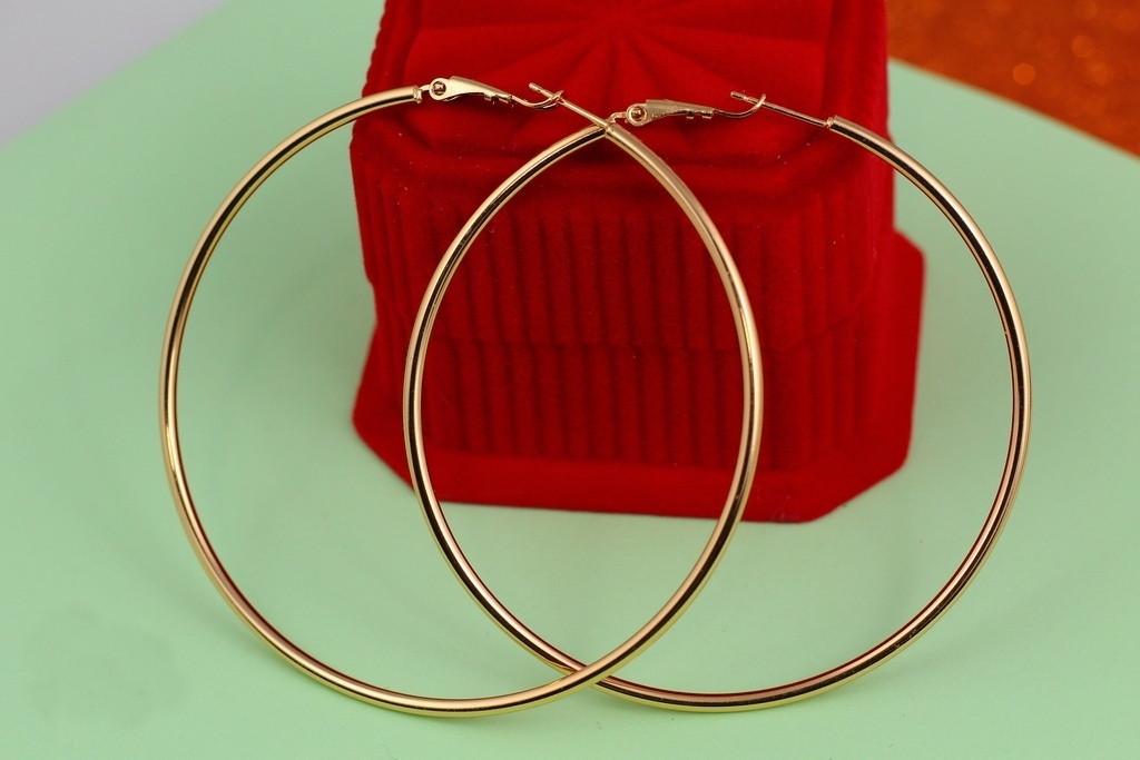 Серьги кольца Хирипд Jewelry гладкие 8 см Золотистый