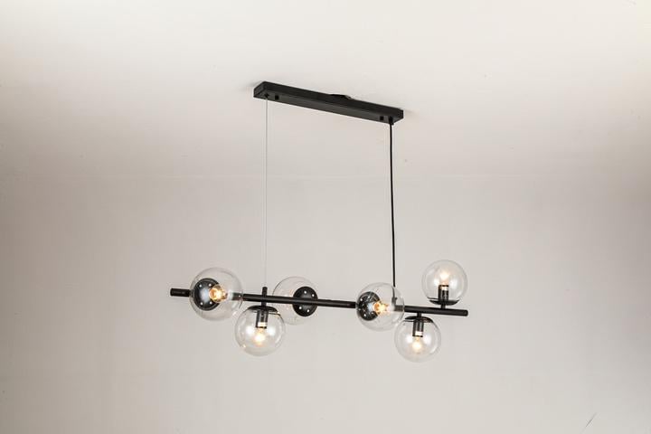 Люстра подвесная Valeso на шесть стеклянных плафонов Е27 IP20 60W Черный (V-GLD-23749-6C-BK)