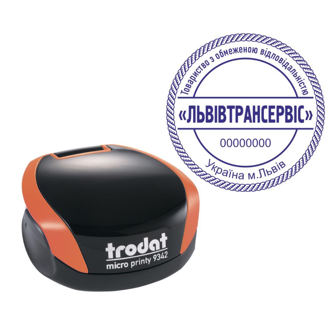 Печать ТОВ на карманном оснащении Trodat Micro Printy 9342 d 42 мм Оранжевый (ООО3/9342/O)