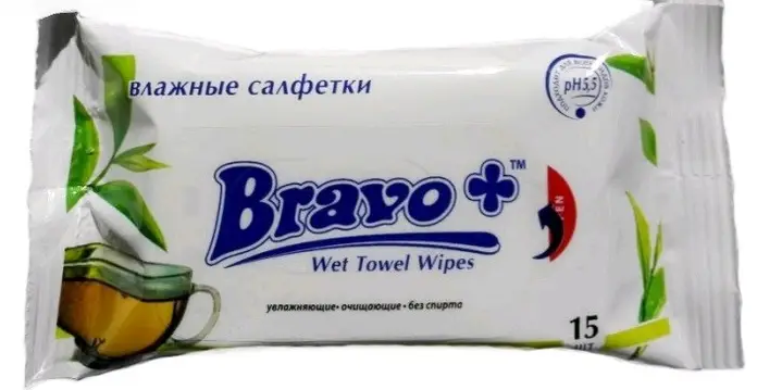 Вологі серветки Bravo+ 15 шт. (4820218520024)