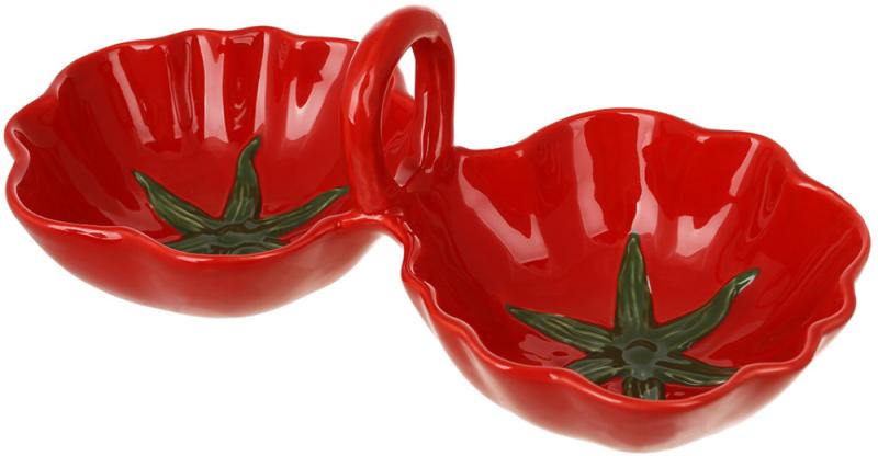 Менажница керамическая Tomato с ручкой 25x12x9,4 см Красный