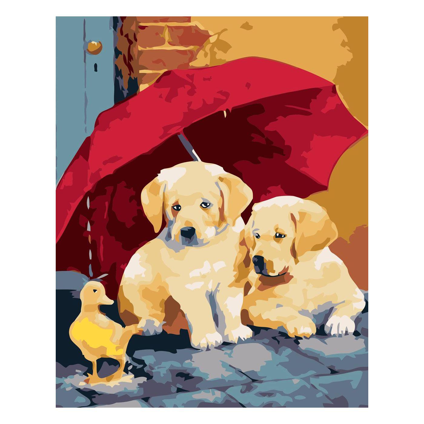 Картина за номерами Strateg Друзі під парасолькою 30х40 см (SV-0042)