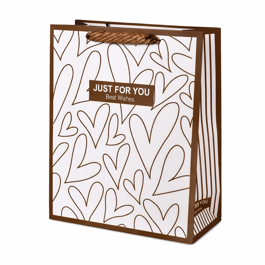 Подарочный пакет Just for You R98580-M 26х32х12 см Коричнево-белый (34965386)