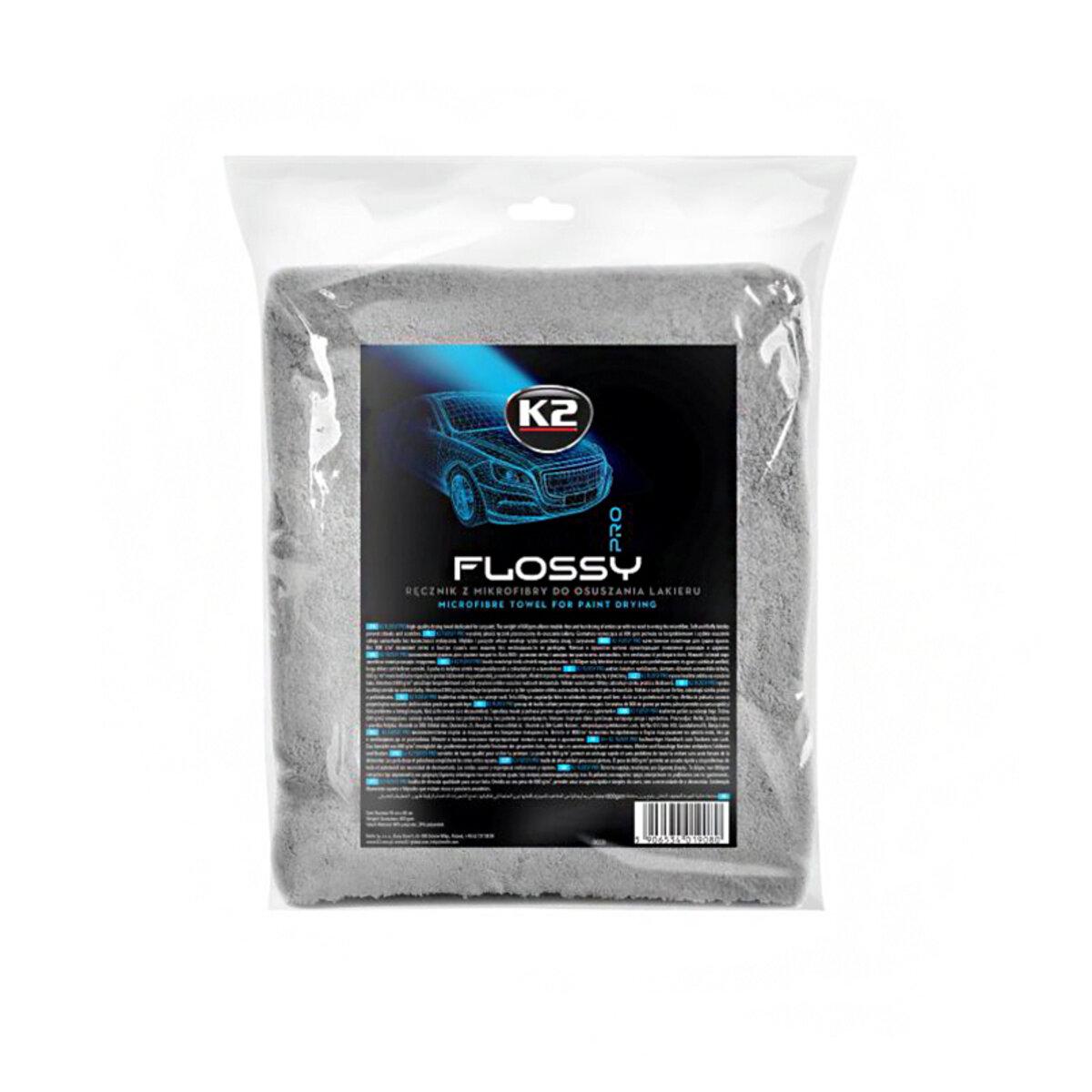 Рушник з мікрофібри K2 Flossy Pro для сушки лакофарбової поверхні трикотажний 90x60 см