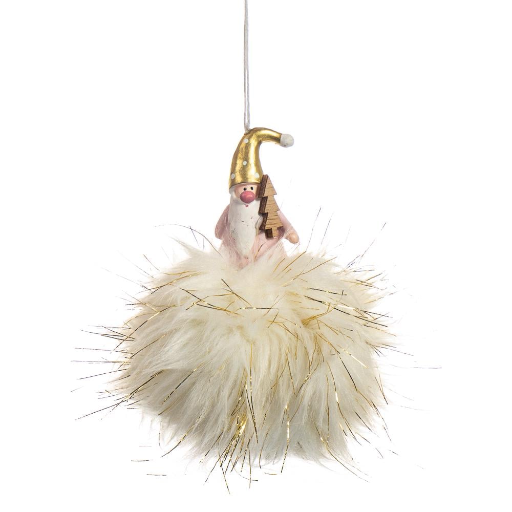 Подвеска новогодняя мягкая на елку Elisey Санта-Клаус с елкой Серебряный (NH-106-K-192)