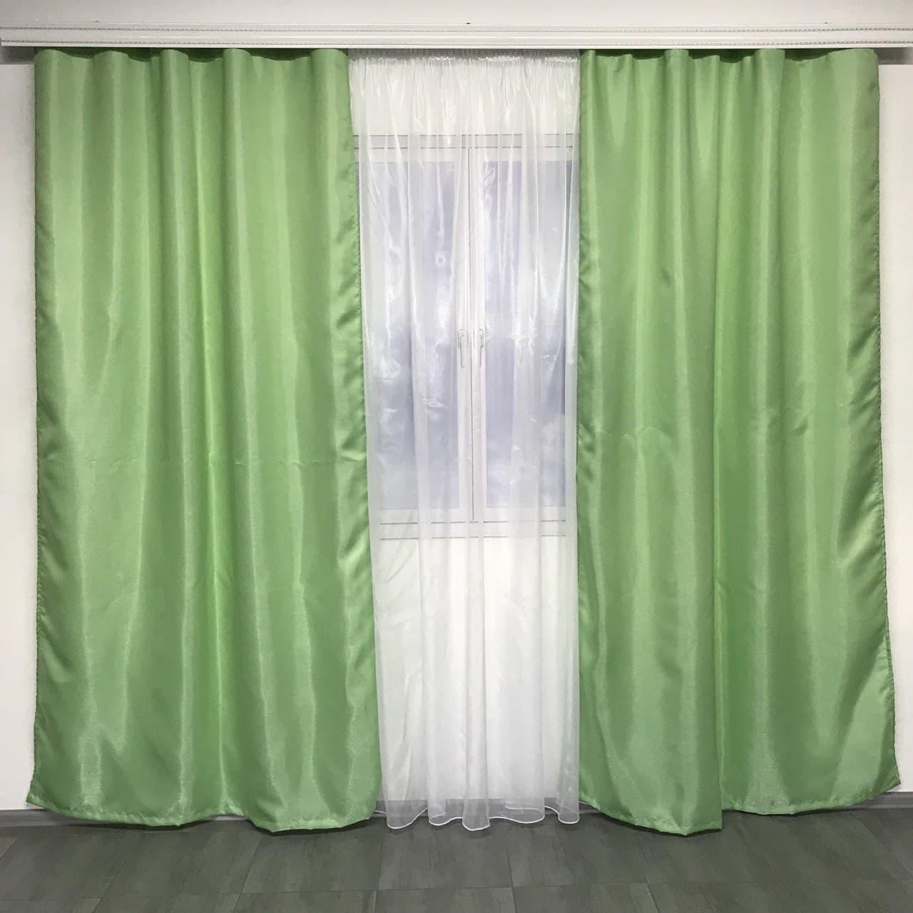 Комплект підшитих штор з монорею ALBO 150x270 см 2 шт. Салатовий (SH-F-4)